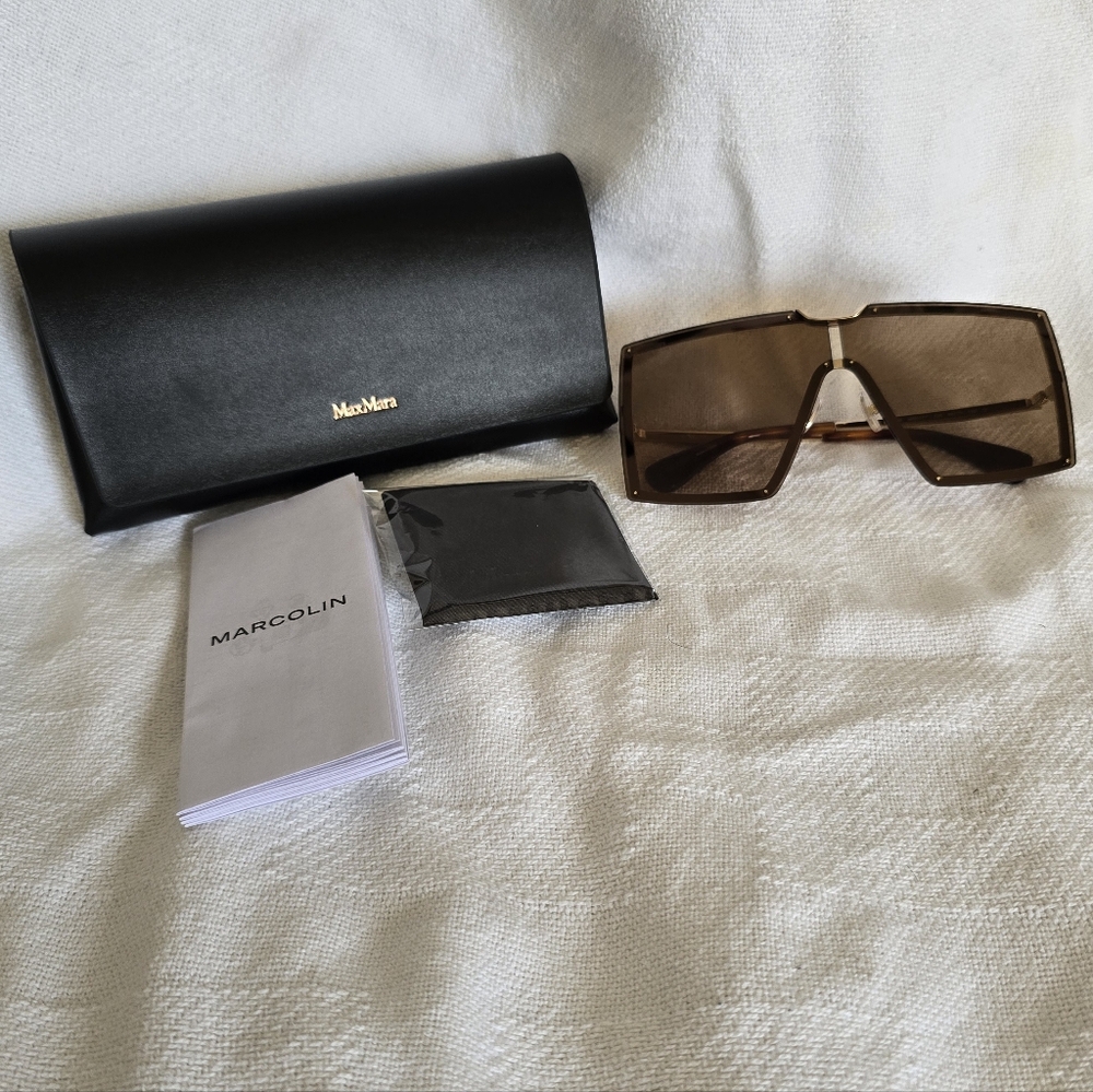 MaxMara Oversized Square Brown Sunglasses MM0117 NEW With case - Picture 4 of 10